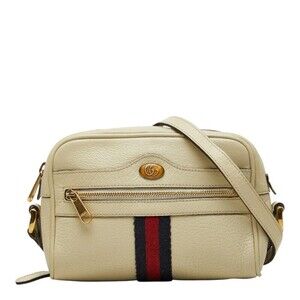 Gucci GG Marmont Sherry Ophidia Crossbody Shoulder Bag Ivory White Leather